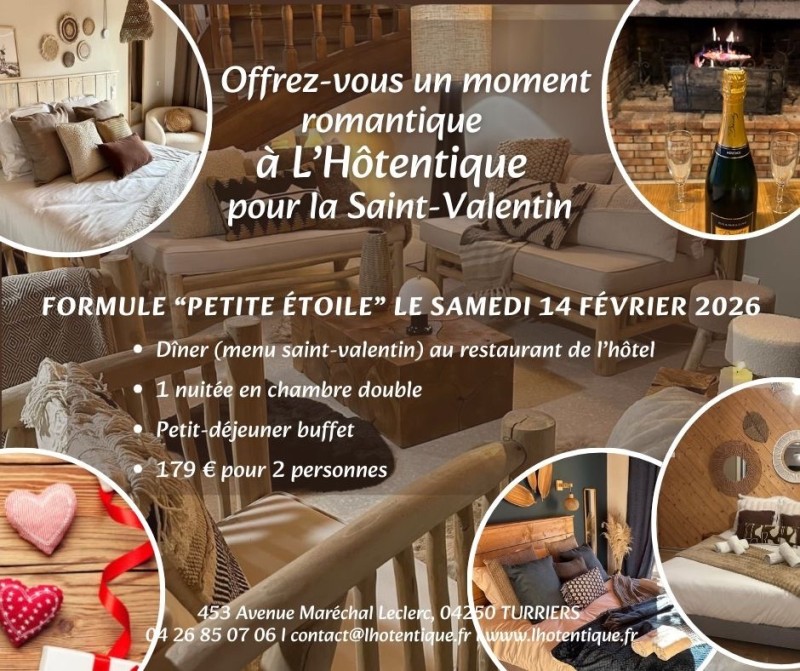 Fêtez une St Valentin romantique à L’Hôtentique  entre Gap et Sisteron