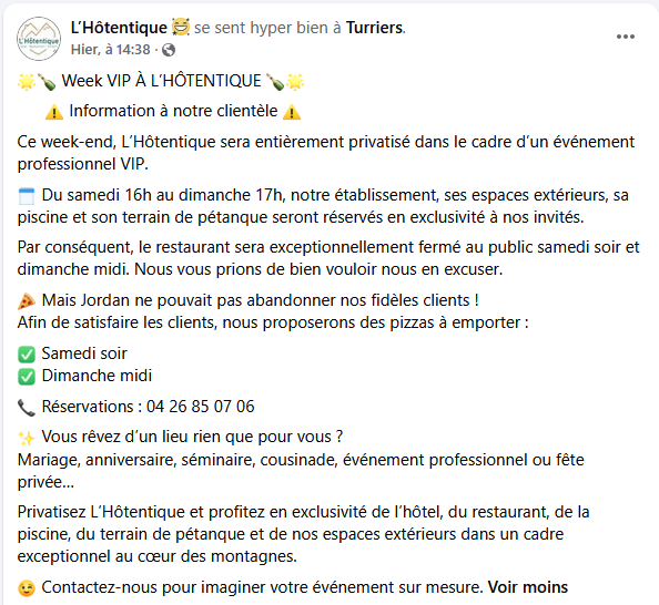 Grosse privatisation à l'Hôtentique !