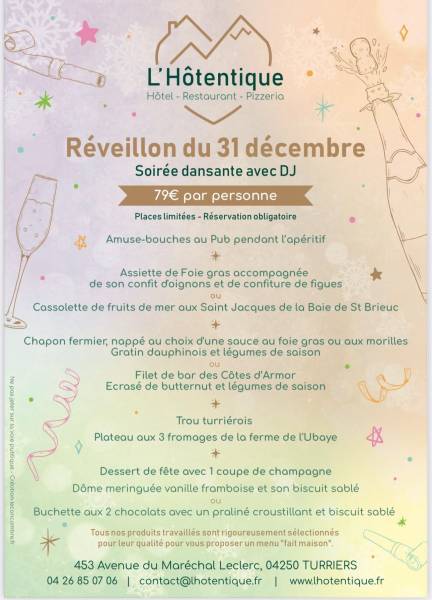 Soirée du nouvel an 2026 à Turriers entre Gap et Sisteron