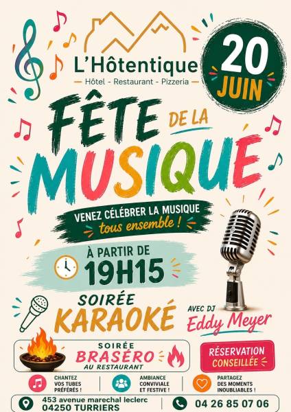 Venez célébrer la fête de la musique entre Gap et Sisteron à l'Hôtentique !