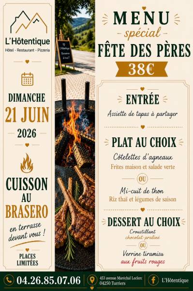Venez passer une merveilleuse fête des pères à l'Hôtentique entre Gap et Sisteron !