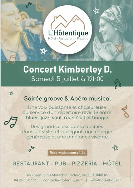 Concert de Kimberley D le samedi 5 juillet.