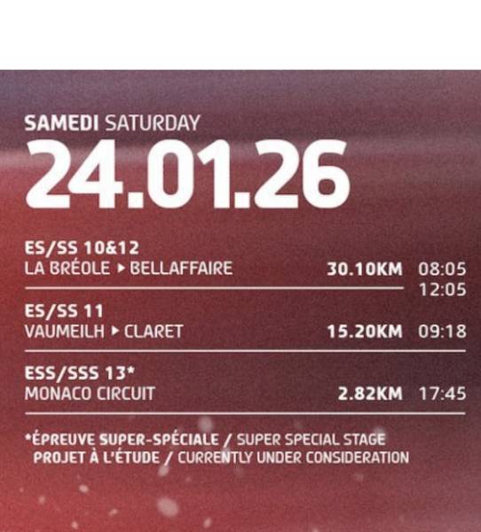 Soirée Rallye Monte-Carlo les vendredi et samedi 23 et 24 janvier 2026